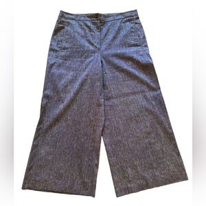 Ann Taylor Blue Linen Blend High Waist Wide Leg Cropped Pants size 12